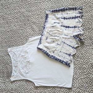 Eyelet shorts and lace top set medium